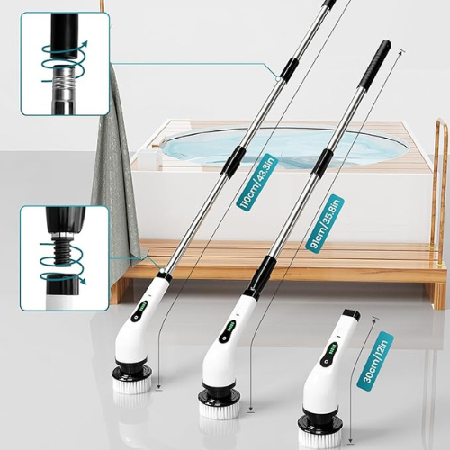 ELECTRIC EDGE Spin Scrubber – 7-in-1 Cordless Power Scrubber with 7 Brush Heads & Extendable Handle