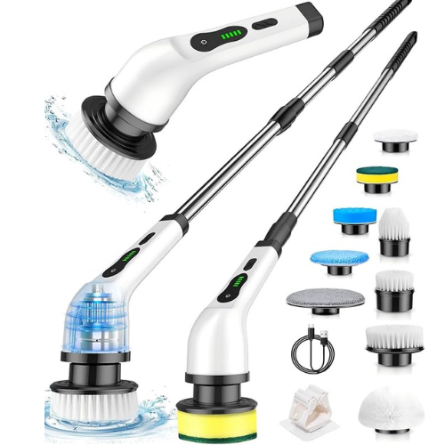 ELECTRIC EDGE Spin Scrubber – 7-in-1 Cordless Power Scrubber with 7 Brush Heads & Extendable Handle