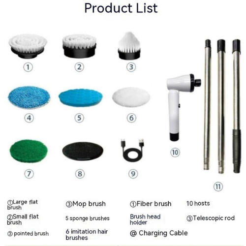 ELECTRIC EDGE Spin Scrubber – 7-in-1 Cordless Power Scrubber with 7 Brush Heads & Extendable Handle