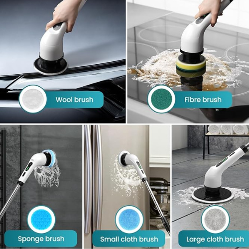 ELECTRIC EDGE Spin Scrubber – 7-in-1 Cordless Power Scrubber with 7 Brush Heads & Extendable Handle