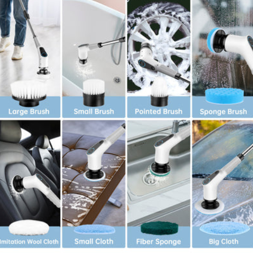 ELECTRIC EDGE Spin Scrubber – 7-in-1 Cordless Power Scrubber with 7 Brush Heads & Extendable Handle
